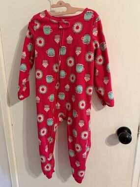 Carter's Bright Pink Cupcake & Donut Print Footed One-Piece